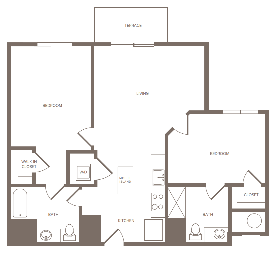 Floorplan for Apartment #1443, 2 bedroom unit at Halstead Parsippany